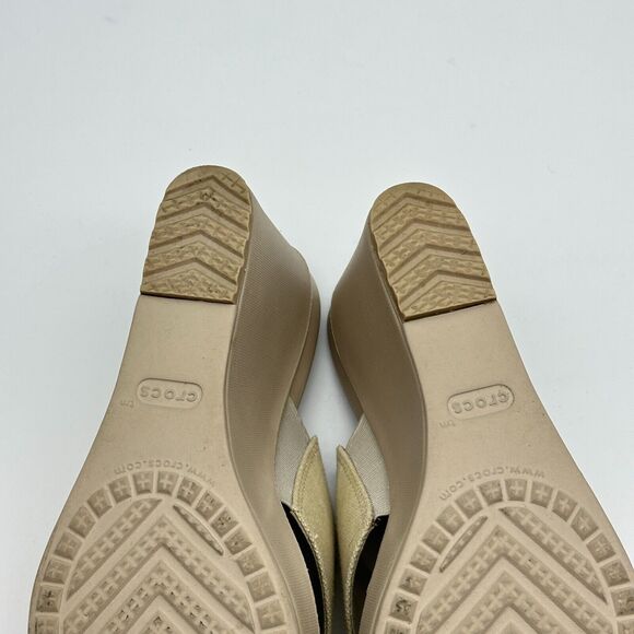 Crocs Leigh II Cris-Cross Strap Wedge Women's Size 10 Beige Comfort Sandals - Picture 10 of 12